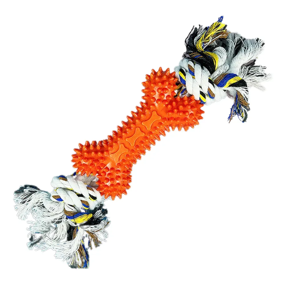 Bone-shaped cotton rope TPR dog toy, durable wholesale chew toy for outdoor play, factory direct supply