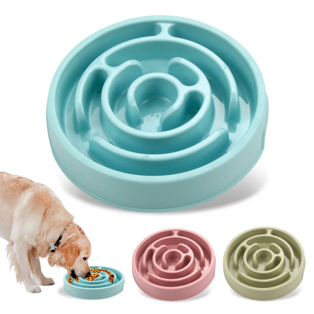 Non-slip round puzzle pet slow feeder bowl for wholesale pet supplies