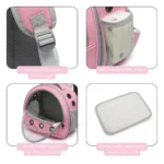 10006 Close-up of transparent pet backpack ventilation holes and durable zipper design