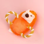 10006 Orange plush rope dog toy for tug of war
