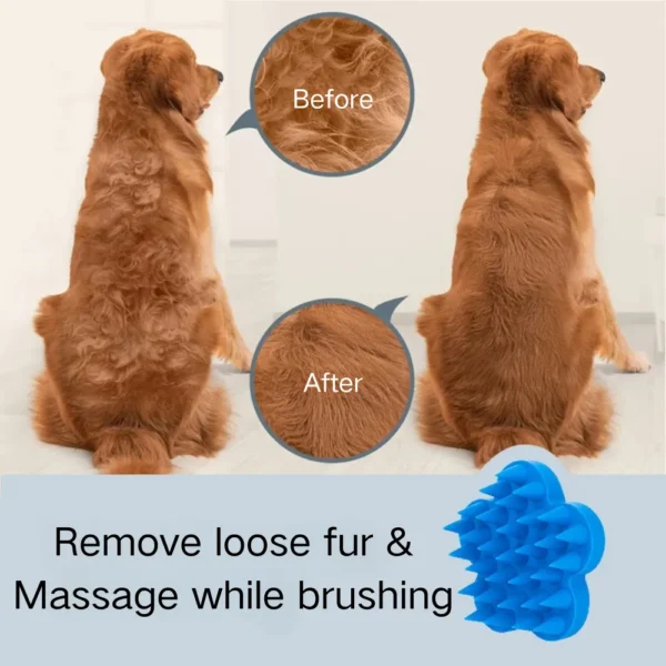 10006 Flower-shaped silicone brush removing loose fur and dirt during bath