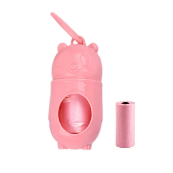 10006 Size comparison chart of bear-shaped dog poop bag holder with clip and waste bags