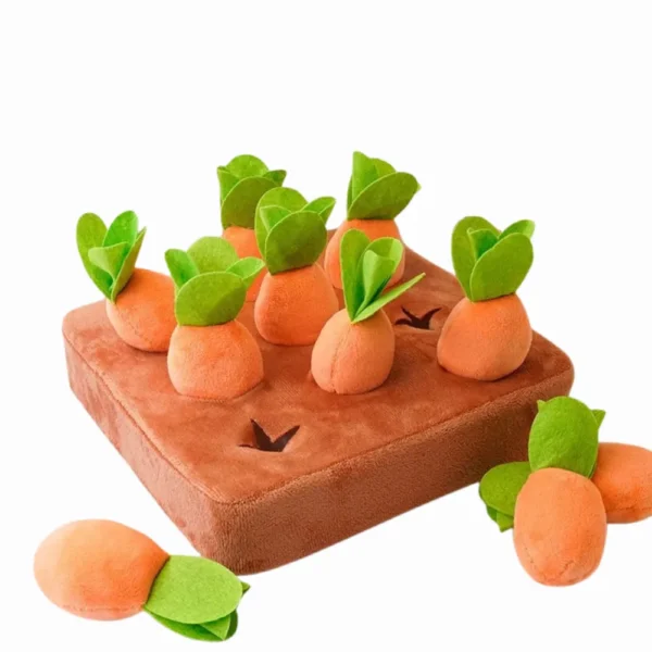 10006 Interactive carrot plush dog toy with rope for teeth cleaning and tug play, wholesale for pet stores