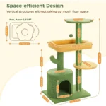 10007 Dimensions of cactus cat tree with sisal posts and kitten play condo – ideal for retail display