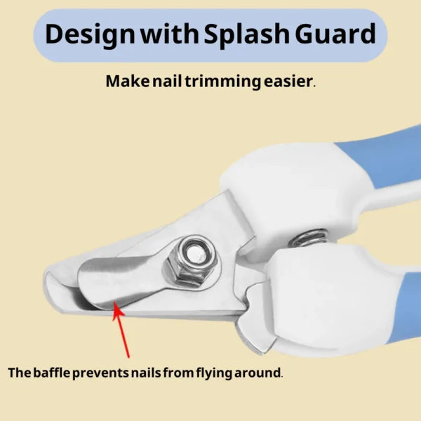 10007 Close-up of stainless steel blade and anti-slip handle on pet nail clippers – safe and durable grooming tool