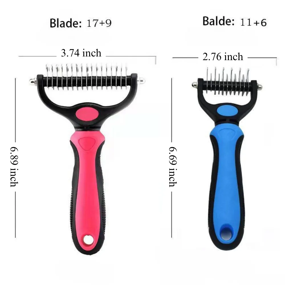 Pet dematting comb size chart – length, comb teeth dimensions, and handle size for wholesale buyers