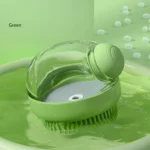 Green silicone pet shampoo brush with built-in dispenser