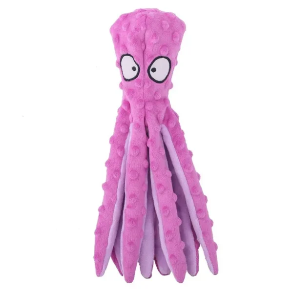 10007 Red plush octopus dog toy with squeaker for small-batch wholesale