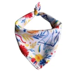 10007 White summer pet bandana – polyester printed scarf for dogs and cats, wholesale accessory