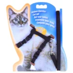 10007 Black H-style adjustable nylon cat harness and leash set for kittens
