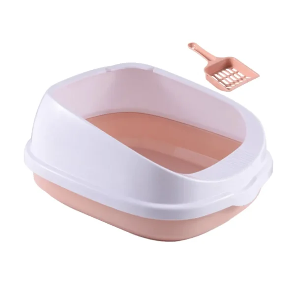 10007 Pink High-Sided Open Top Cat Litter Box with Scoop