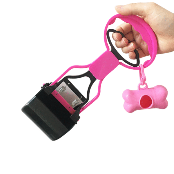 10007 Dog Poop Scooper with Bone-Shaped Dispenser – Pink