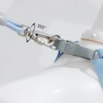 10007 Close-up of durable nylon straps and strong metal clips on dual dog leash