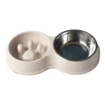 10007 White wheat straw pet bowl with non-slip base for dogs and cats
