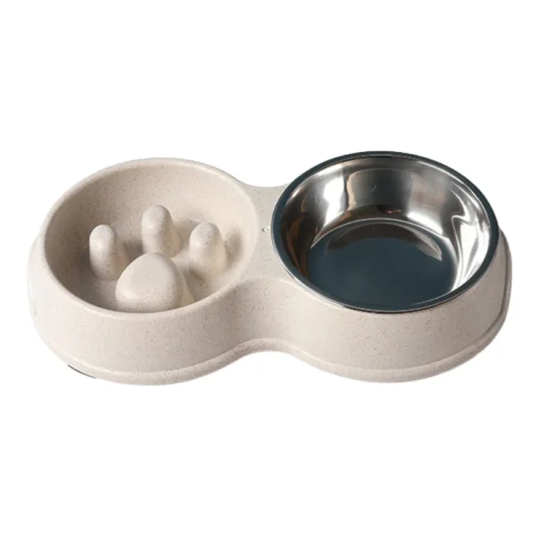 10007 White wheat straw pet bowl with non-slip base for dogs and cats