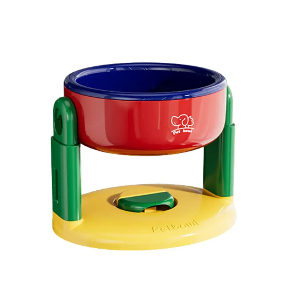 Adjustable elevated cat & dog food bowl, cute design, pink and red color options
