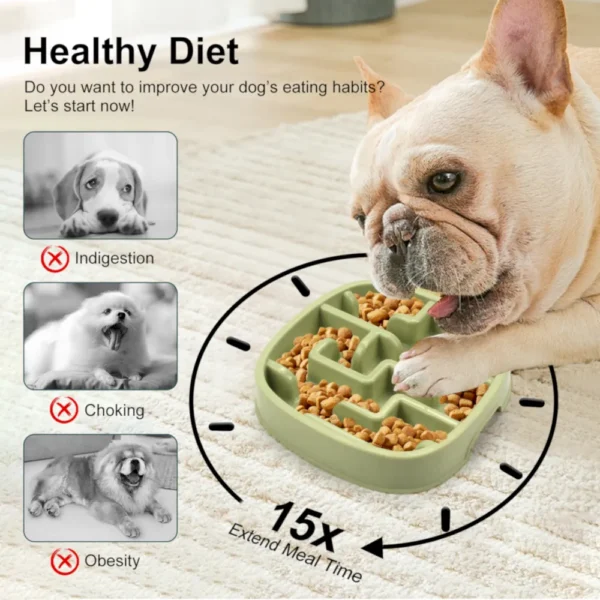 10007 Square slow feeder bowl reduces fast eating in pets