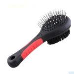 10007 2-in-1 double-sided pet brush with nylon bristles and stainless steel pins for dogs and cats