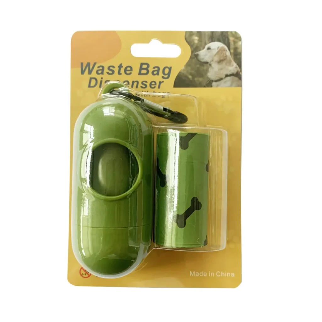 Eco-friendly dog poop bag dispenser with 2 rolls biodegradable HDPE EPI waste bags for wholesale pet supply