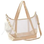 10007 Beige foldable transparent mesh pet carrier bag for cats and dogs