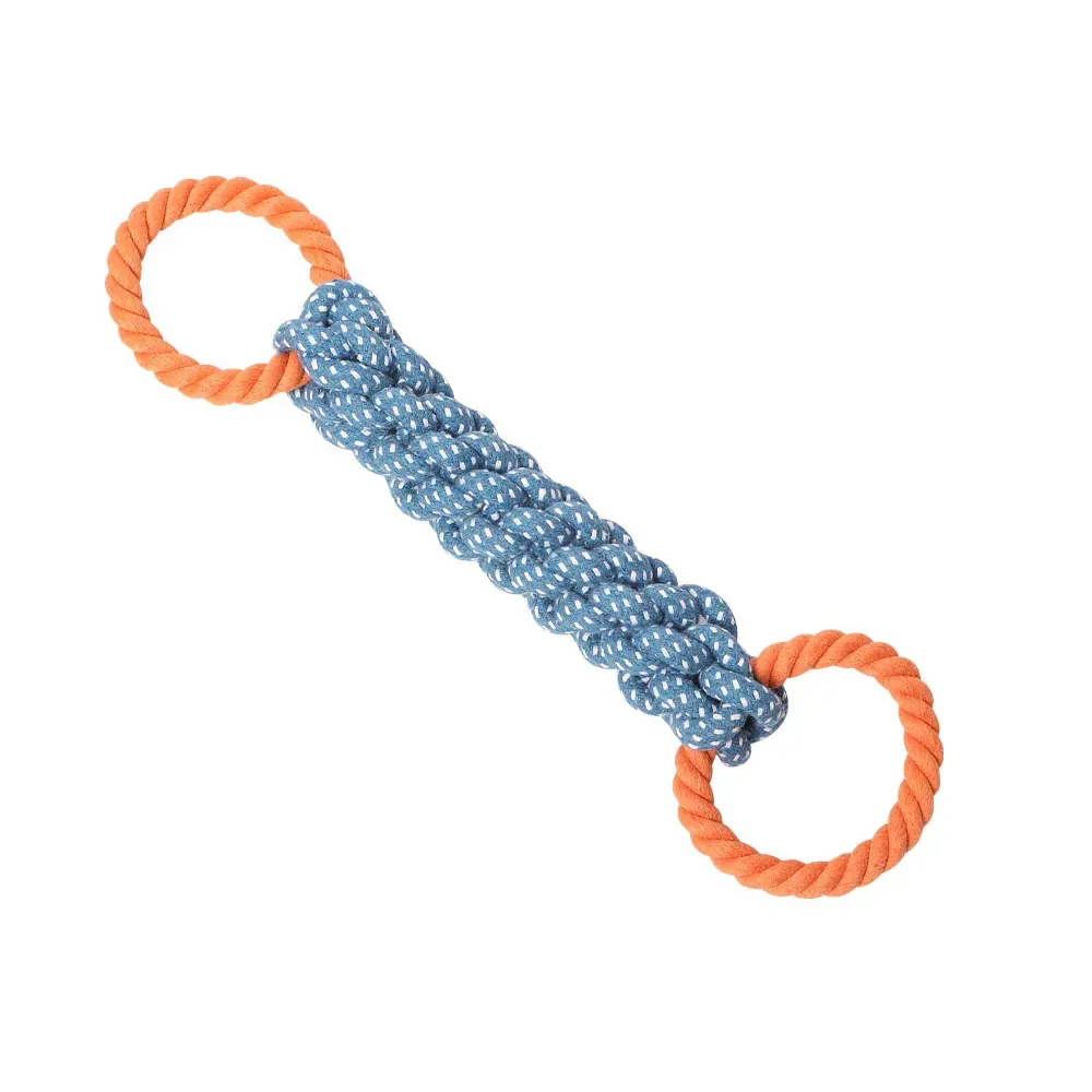 Wholesale double ring dog rope toy durable chew and tug for aggressive chewers