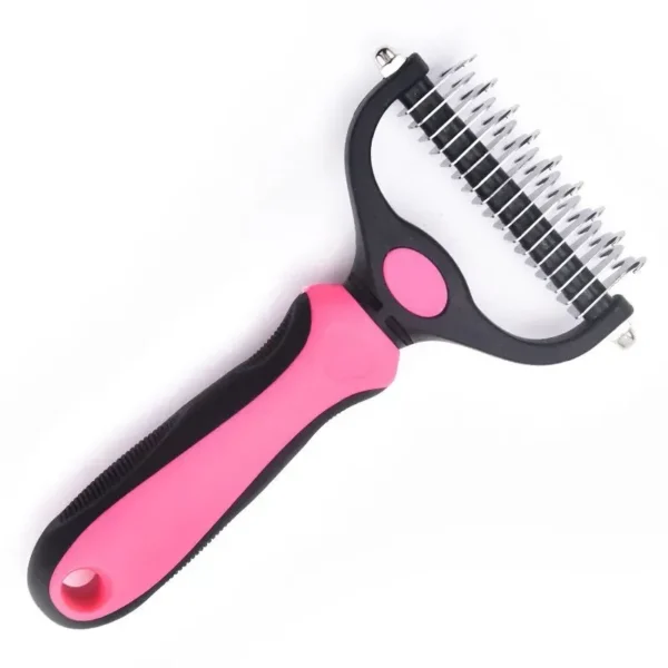 10008 Pink stainless steel pet dematting comb for cats and large dogs – wholesale pet grooming comb