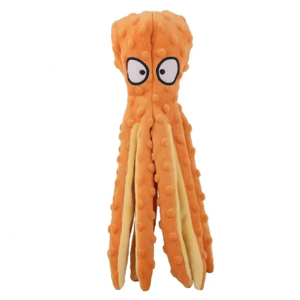10008 Yellow plush octopus dog toy for bulk pet supply orders