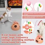 Cat Engaging with Interactive Ball Track and Teaser Wand in Home Environment
