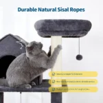 10008 Cat climbing and playing on large multifunction cat tower