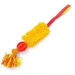 10008 Orange interactive dog tug toy with treat dispensing ball and plush mop section