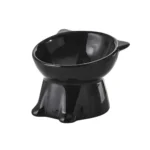 Black elevated ceramic cat bowl with tilted design for cats