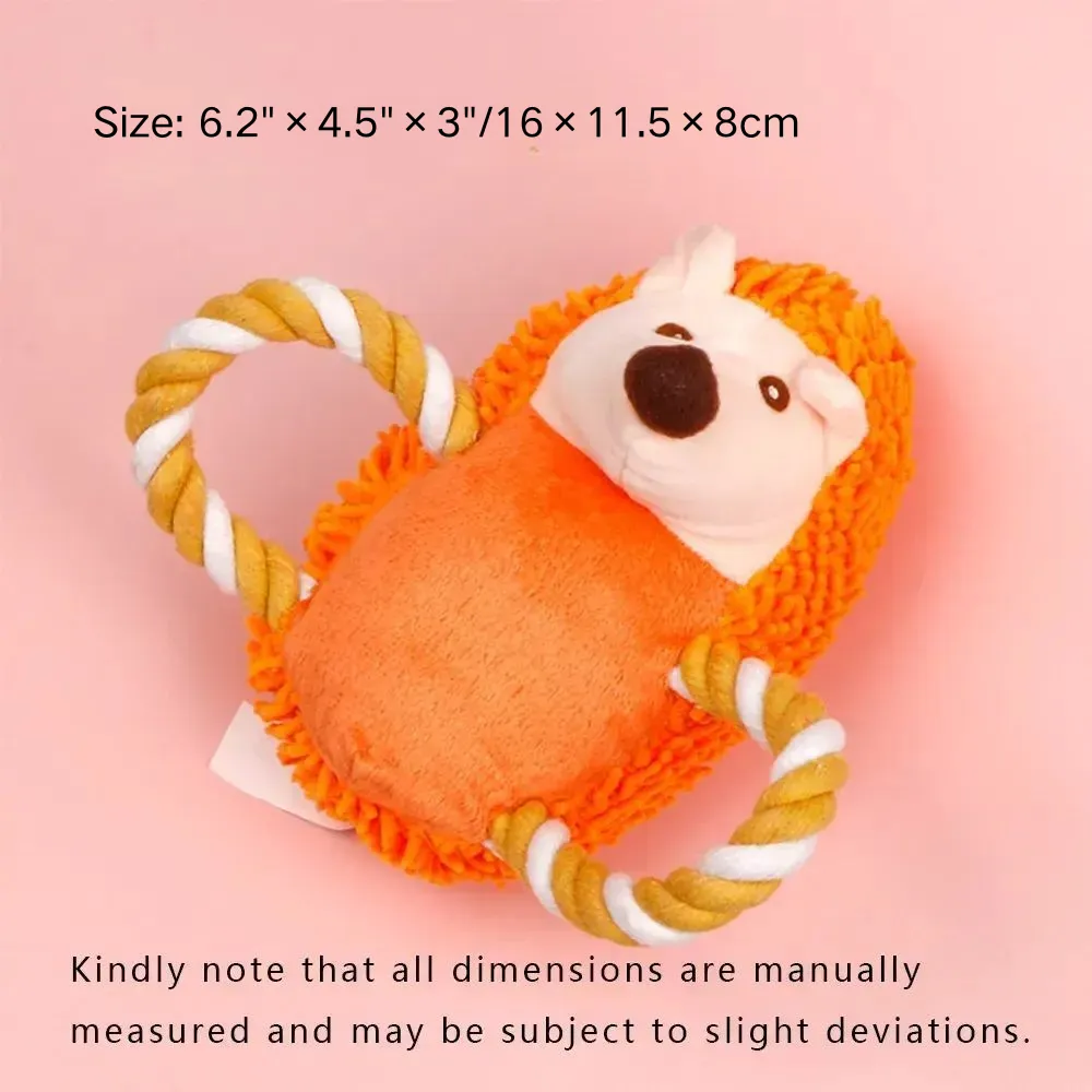 Size chart of plush tug of war dog toy with rope for wholesale