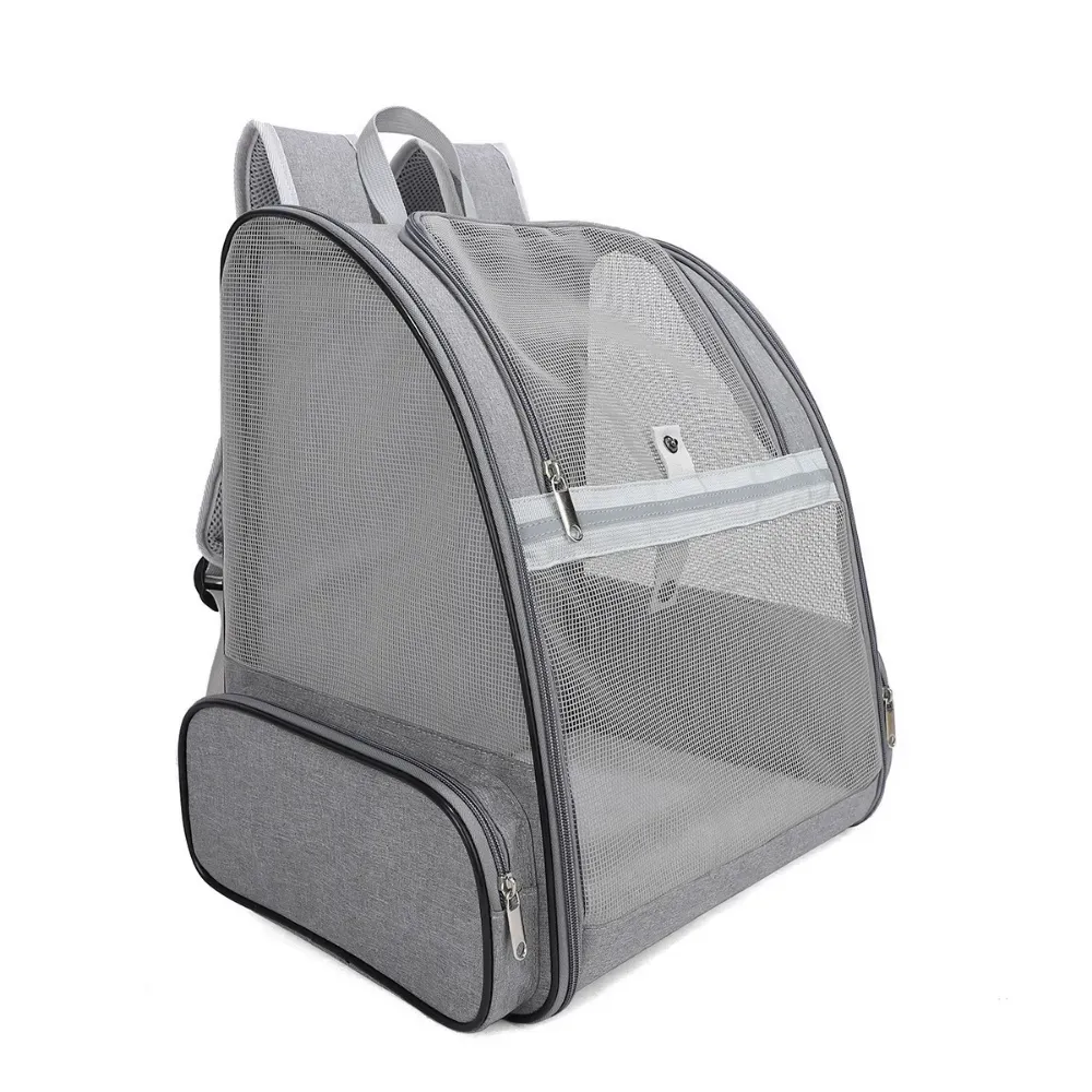 Grey transparent cat dog travel carrier backpack