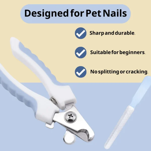 10009 Close-up of stainless steel blade and anti-slip handle on pet nail clippers – safe and durable grooming tool