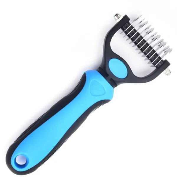 10009 Blue stainless steel pet dematting comb for cats and large dogs – wholesale grooming tool