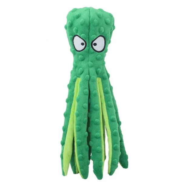 10009 Green plush octopus dog toy with squeaker for pet stores