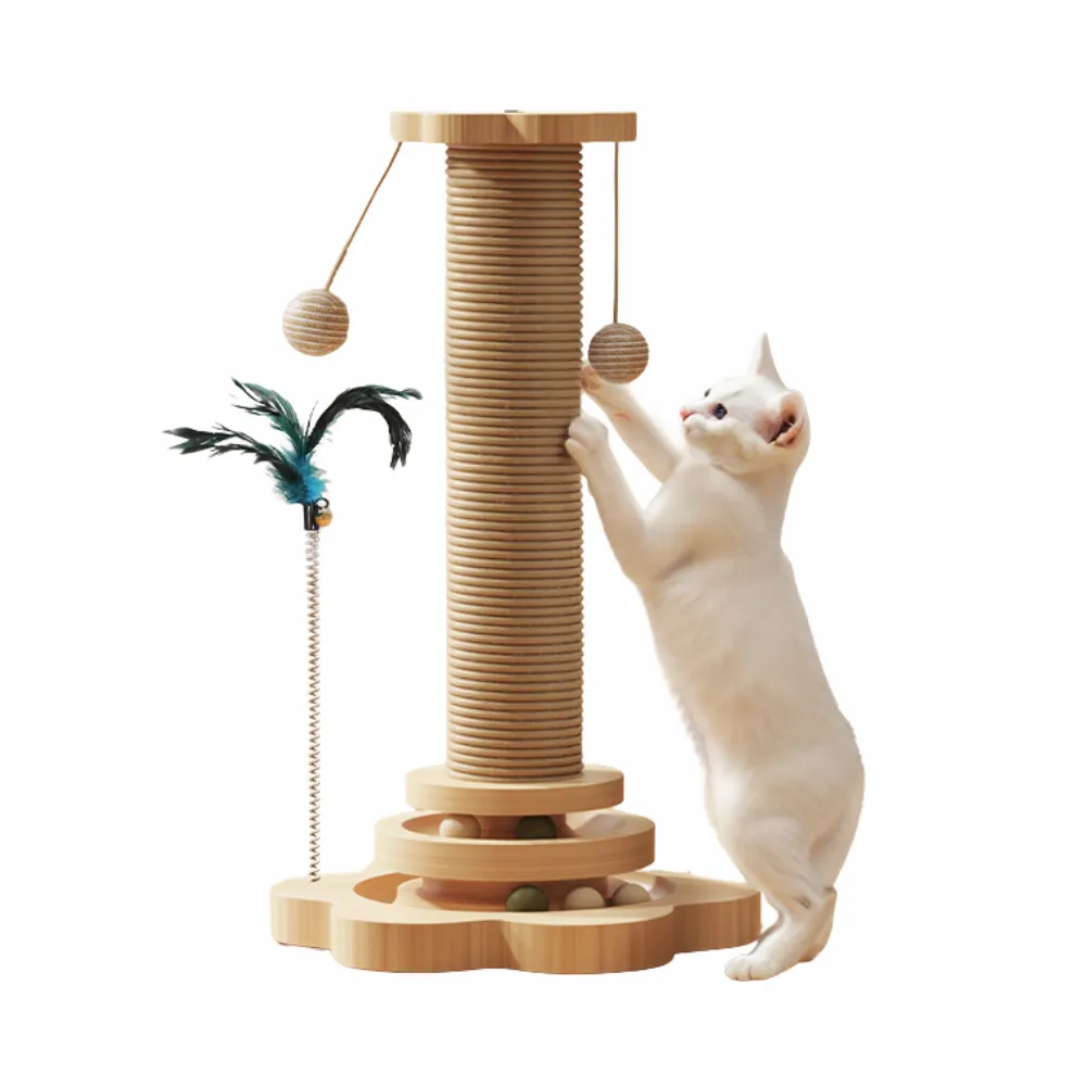 Wholesale 3-in-1 Cat Scratching Post Tower with Teaser Ball for climbing and scratching