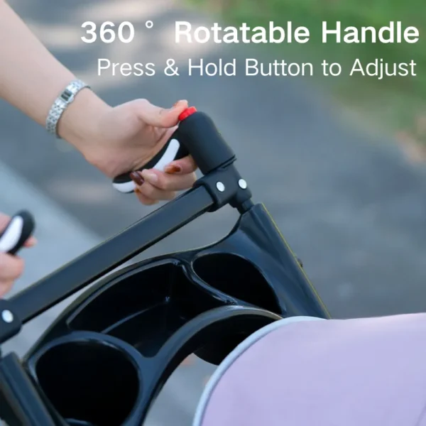 10010 Close-up of pet stroller showing durable frame, breathable mesh, and detachable carrier