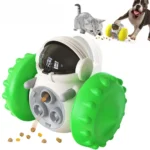 10010 Robot shaped pet toy dispenser in green color