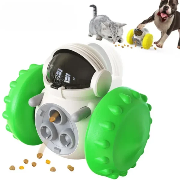 10010 Robot shaped pet toy dispenser in green color