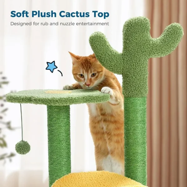 10010 Kitten playing on cactus cat climbing tree in home setting – cozy and fun cat furniture