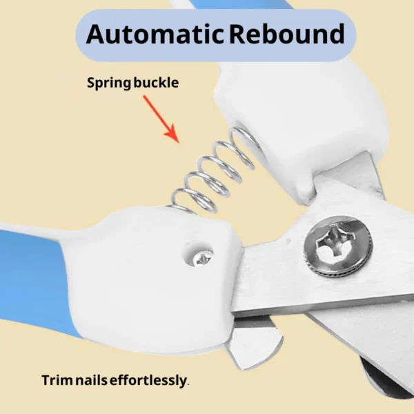 10010 Close-up of stainless steel blade and anti-slip handle on pet nail clippers – safe and durable grooming tool