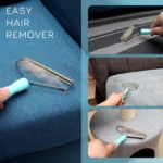 10012 Pet hair remover in use on sofa fabric removing dog and cat fur