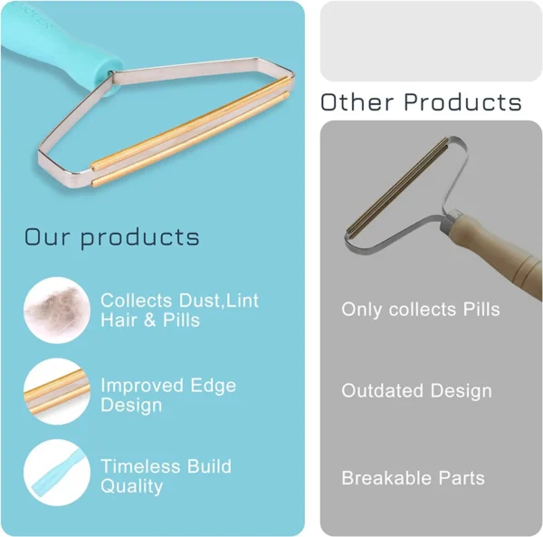 10014 Close-up view of the pet hair remover handle and cleaning surface