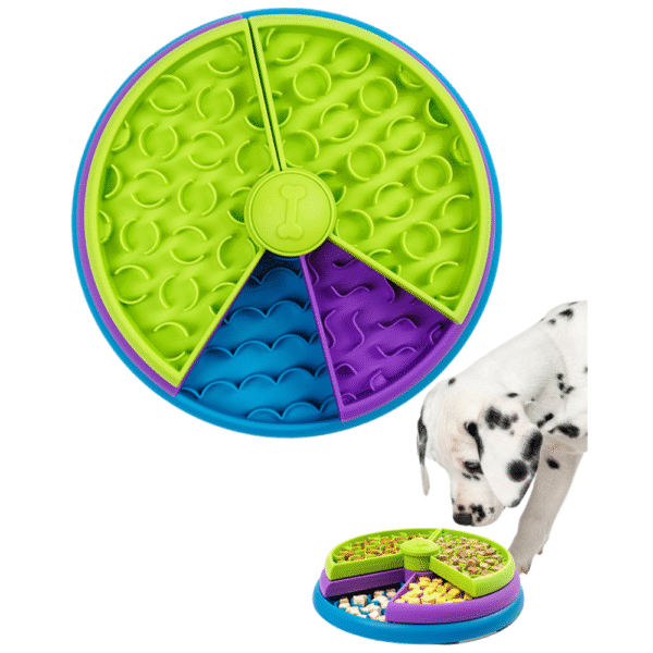 10016 Interactive rotating pet feeder bowl promoting slow eating and digestion