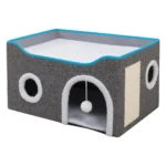 Wholesale cat house with scratching board and plush cushion for indoor cats