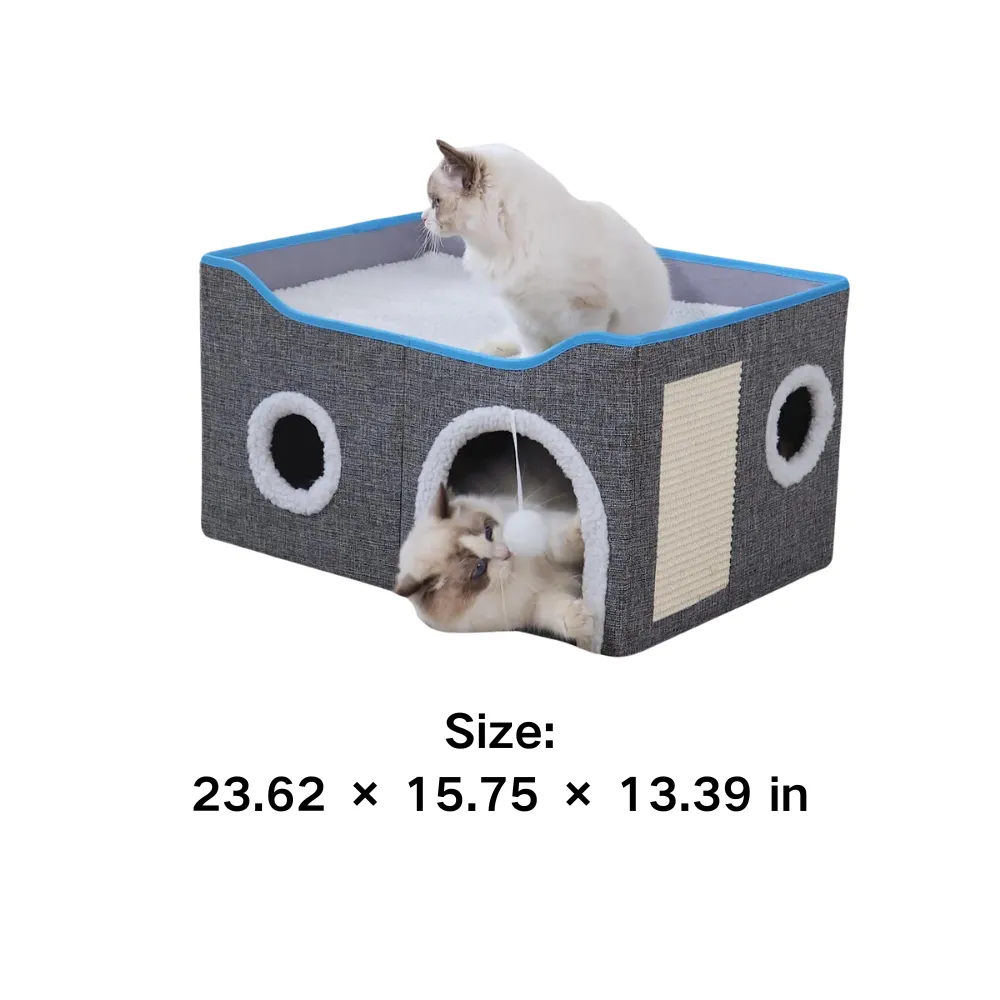 Size chart of wholesale foldable cat house with scratching board