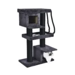 Big cat lounging in condo of wholesale cat tree tower at hom