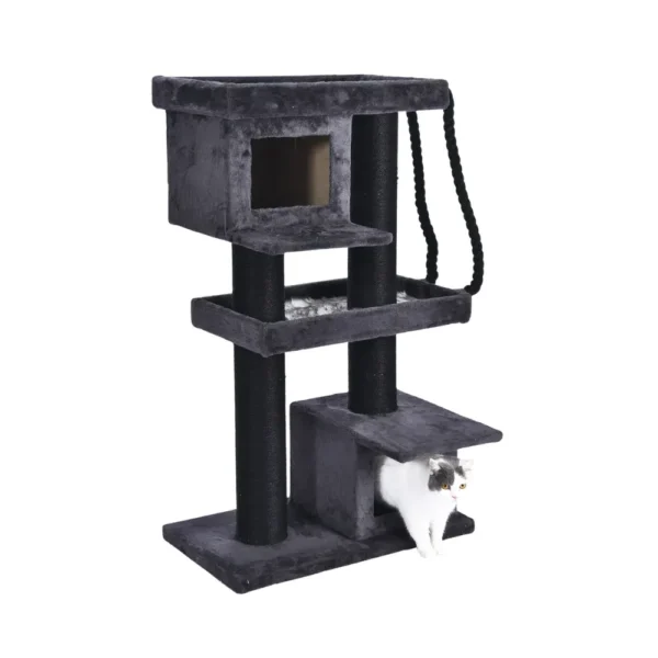 10001 Big cat lounging in condo of wholesale cat tree tower at hom