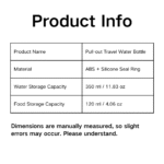 10001 Portable pet travel water bottle – product size chart and capacity guide